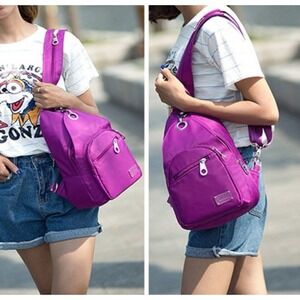 Oxford Backpack Waterproof Lightweight Daypack Crossbody Sling Purple